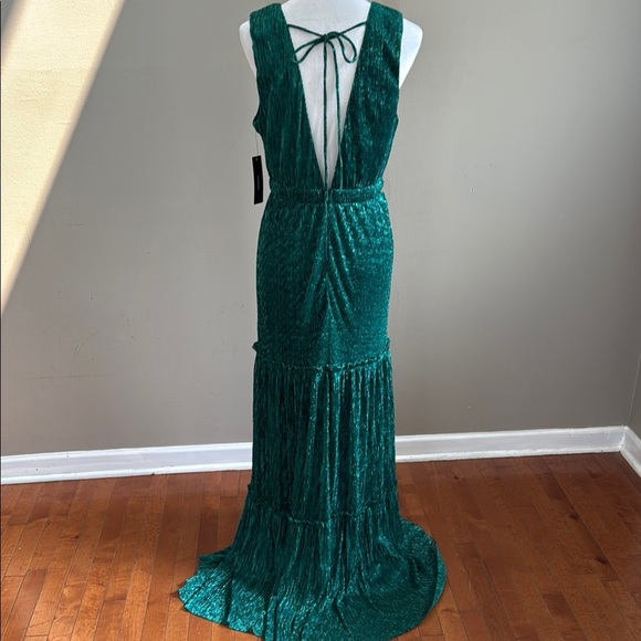 Lulu's Falling Star Teal Green Sleeveless Textured Knit Metallic Maxi Dress Sz L - Picture 11 of 15